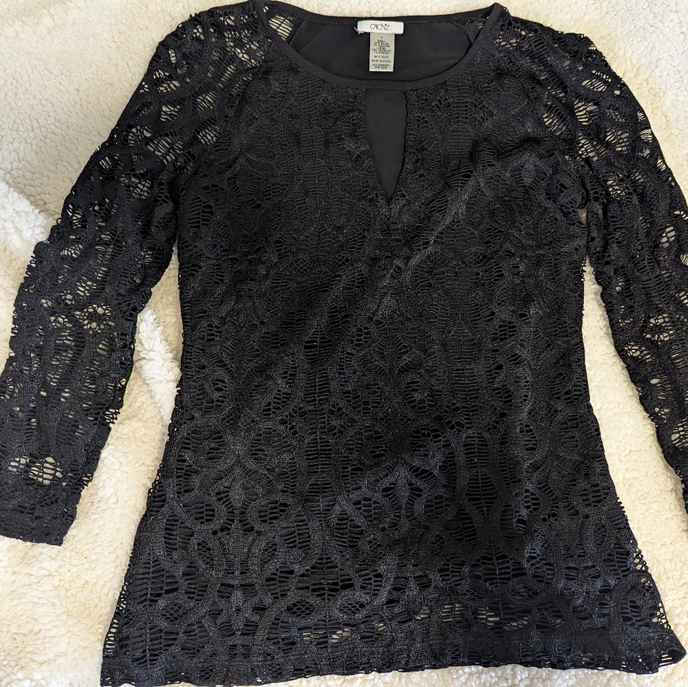 Black Cashe dress long sleeve shirt dress small